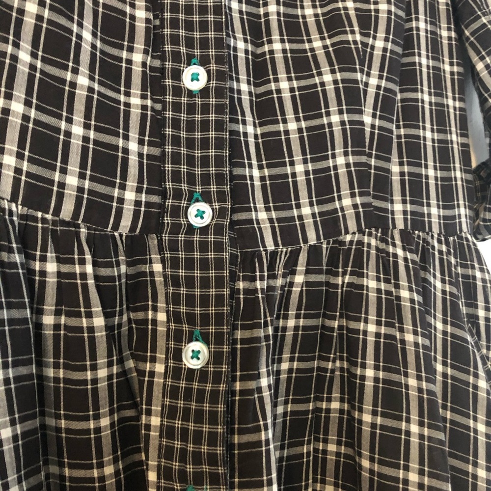Moulinette Soeurs Black Plaid Button-Down Long Sleeve Dress - Picture 3 of 9
